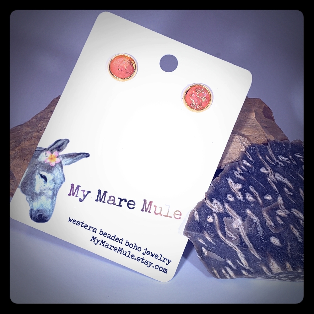 Cute orange and gold flake earrings